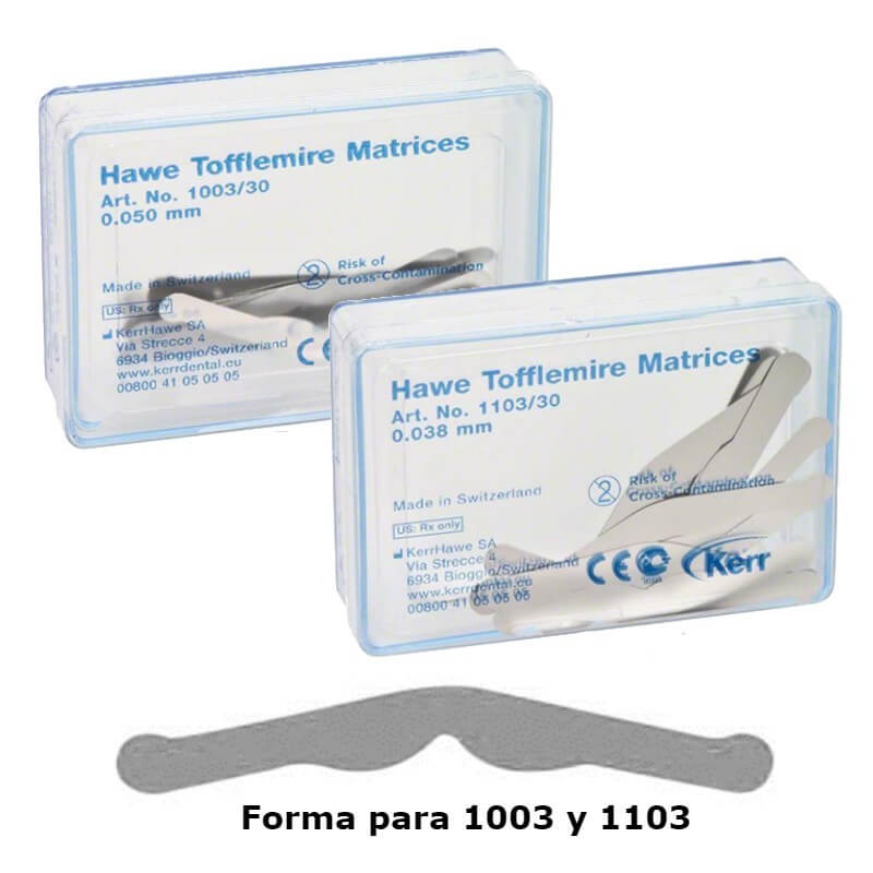 1003/30 MAT.TOFFLEM.0,05mm – Matrizes dentárias Tofflemire 30u.