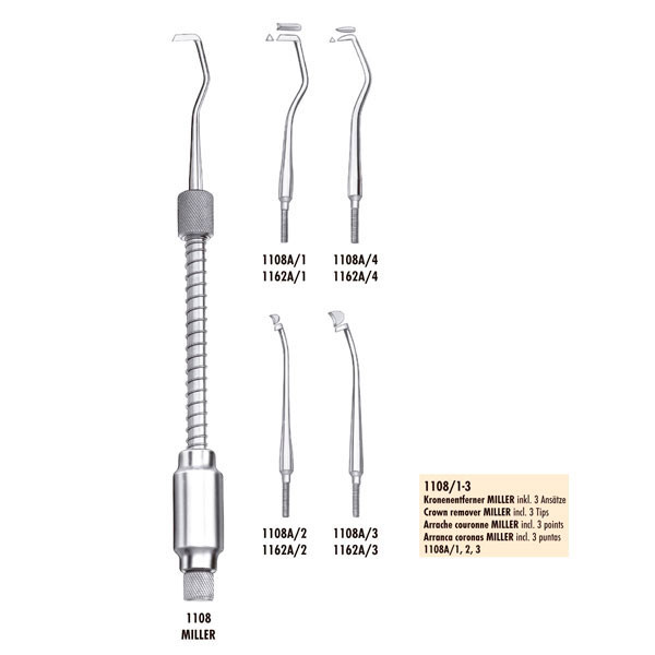 1108/1-3 INSTRUM. QUITA CORONAS + 3 PUNTAS – Koronaeltávolító készlet CARL MARTIN