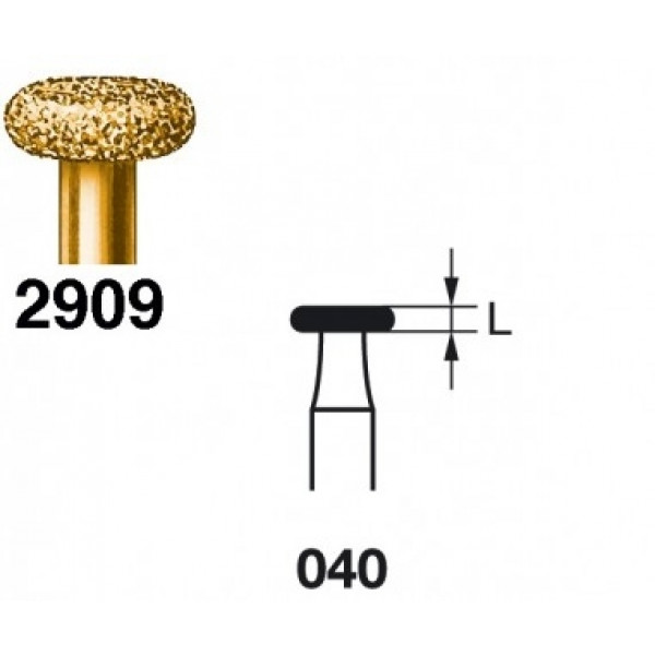 2909-040 FG FRESA DIAMANTE S2000 – Fresa rueda abrasión oclusal KOMET (5u)