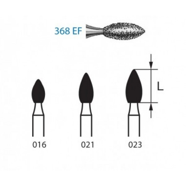 FRESA KOMET FG 368EF – Fresa de diamante oval, grano extrafino