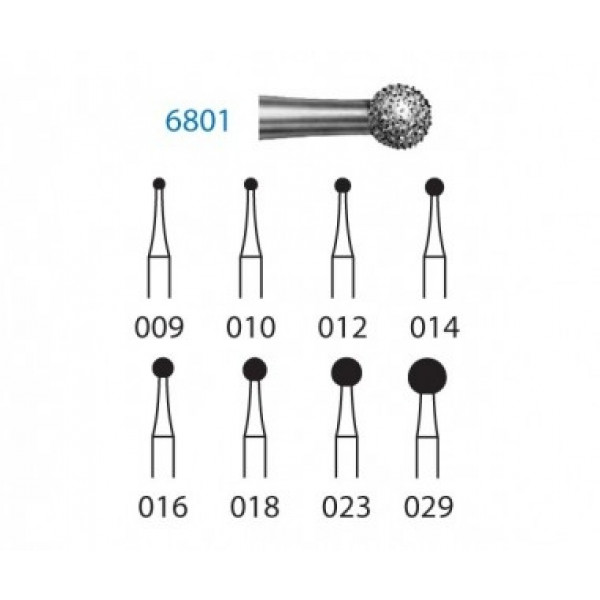 FRESA KOMET FG 6801 – Fresa diamante redonda grão grosso KOMET 5u