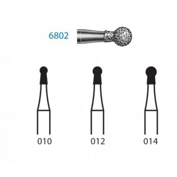 FRESA KOMET FG 6802 – Broca diamantada esférica com colar, Komet, 5un