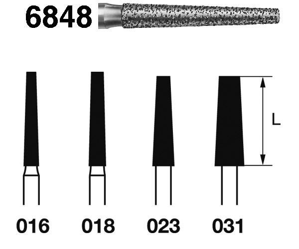 6848-016 FG FRESA DIAMANTE GRANO GRUESO – Kúp alakú gyémántfúró, KOMET, 5 db