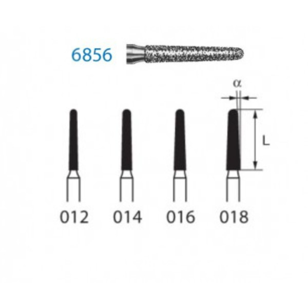 KOMET FG 6856 – Broca diamante cónica bisel redondo, grão grosso, 5u