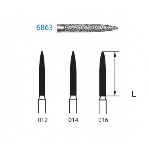KOMET FG 6863 – Fresa diamante llama larga grano grueso 5u