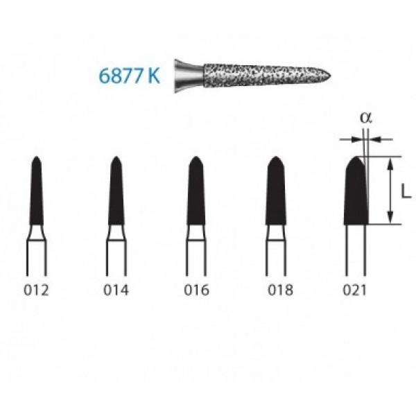 FRESA KOMET FG 6877 K – Fresa diamantata conica torpedo