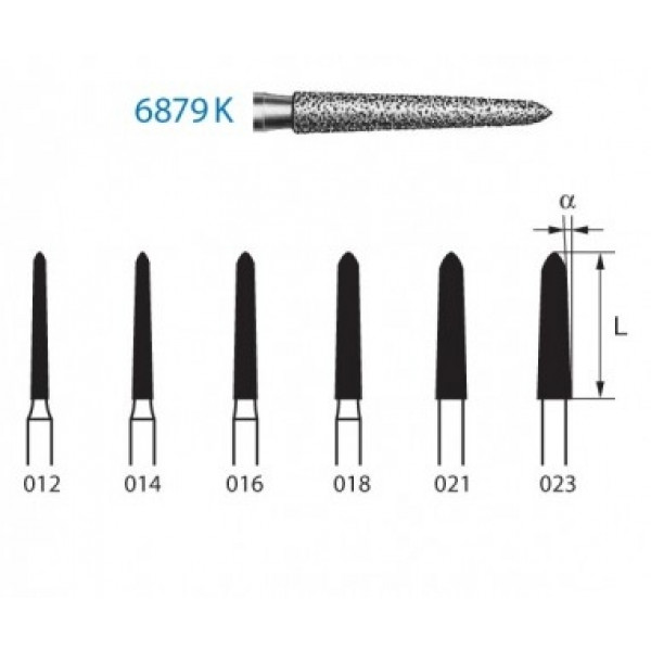 FRESA KOMET FG 6879 K – Fraise diamantée torpedo long