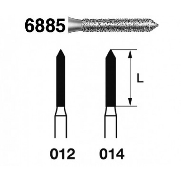 KOMET FG 6885 – Broca diamante cilíndrica ponta biselada, grão grosso, 5u