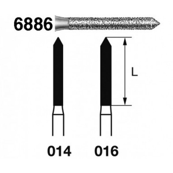 KOMET FG 6886 – Fresa diamante cilíndrica punta biselada grano grueso 5u