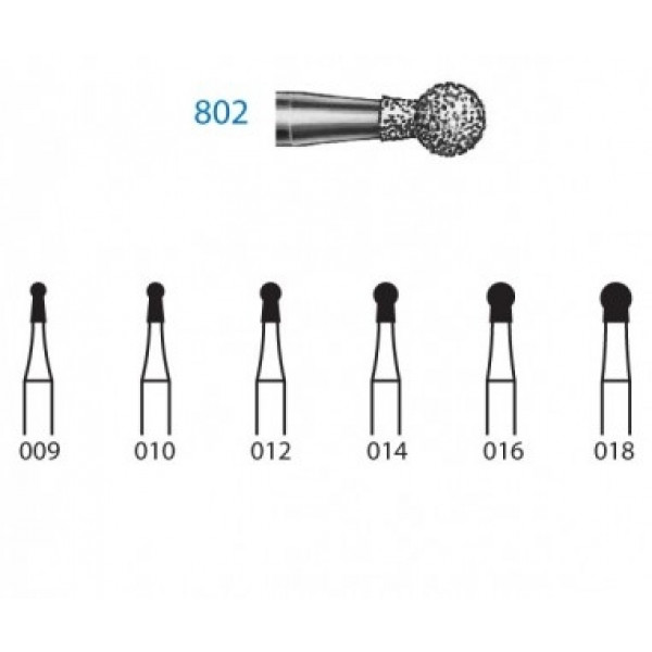 KOMET FG 802 – Fraise diamant boule ronde avec collet grain moyen 5u