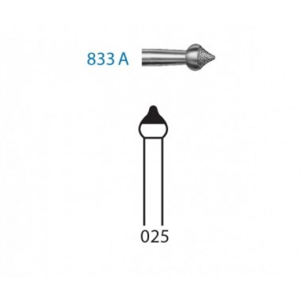 833A-025 FG DIAMANTE – Fresa diamantada para preparação, 5 unidades, Komet