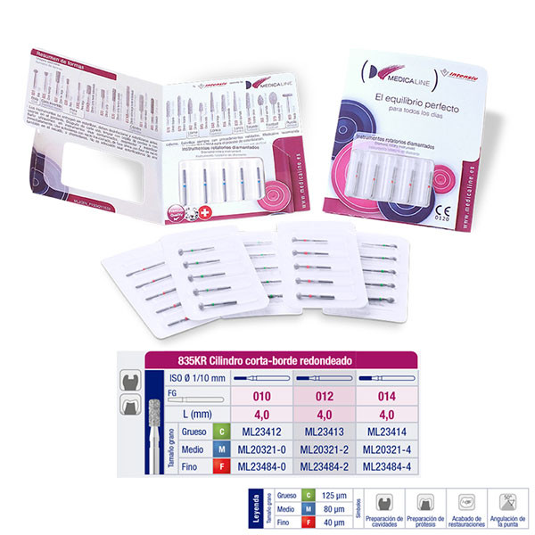 FRESA FG DIAMANTE FIG 156 - 835KR – Fresa cilíndrica punta redonda MEDICALINE