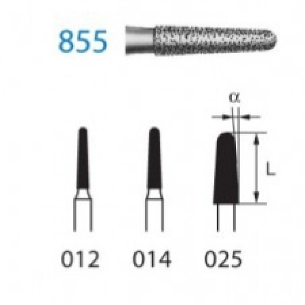 KOMET FG 855 – Fresa diamante cónica corta grano medio (5u)