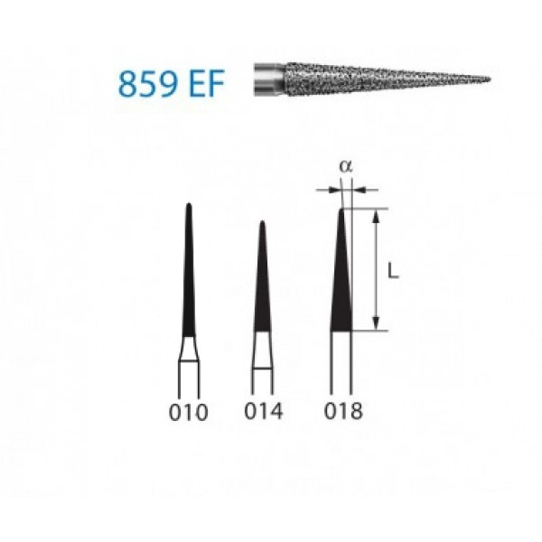 KOMET FG 859 EF – Fresa diamante cono puntiagudo grano extrafino 5u