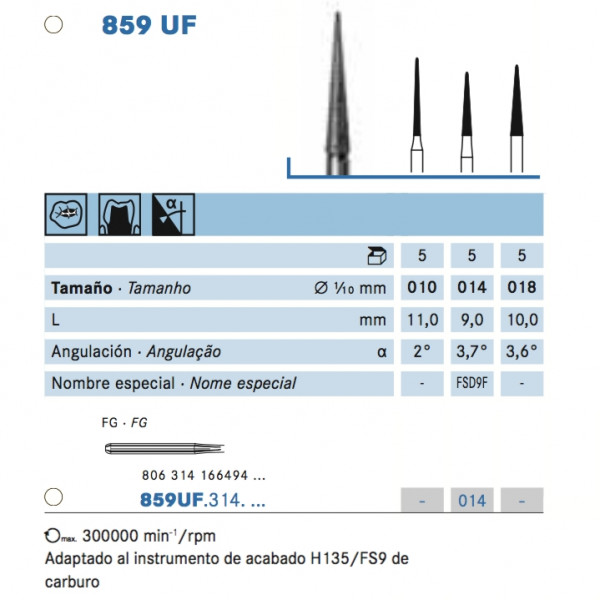 859UF-014 FG – Broca de diamante grão ultrafino KOMET