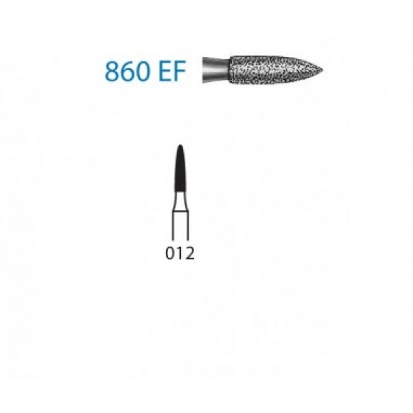 860EF-012 FG FRESA DIAMANTE – Fresa diamantata fiamma fine KOMET