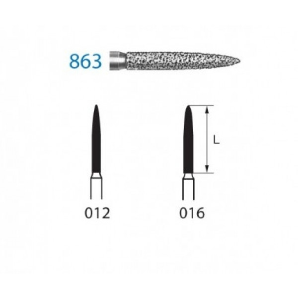 KOMET FG 863 – Fresa de diamante llama larga grano medio (5 uds)