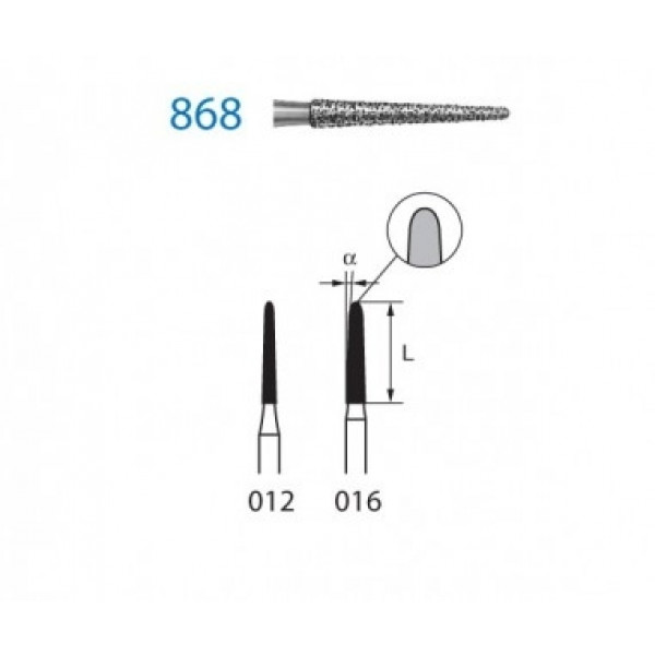 KOMET FG 868 – Fresa diamantata conica con bisello, grana media, 5pz