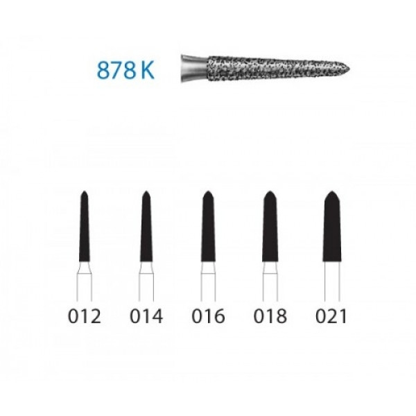 KOMET FG 878K – Fresa diamante torpedo con bisel, grano medio, 5u