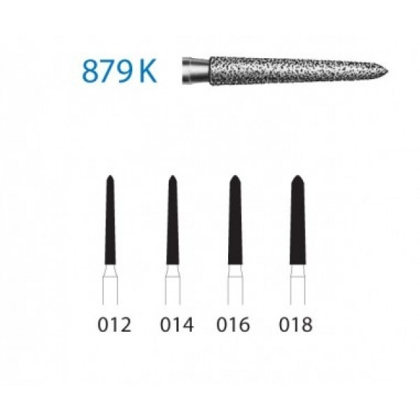KOMET FG 879K – Fraise diamantée torpille longue, grain moyen, 5u
