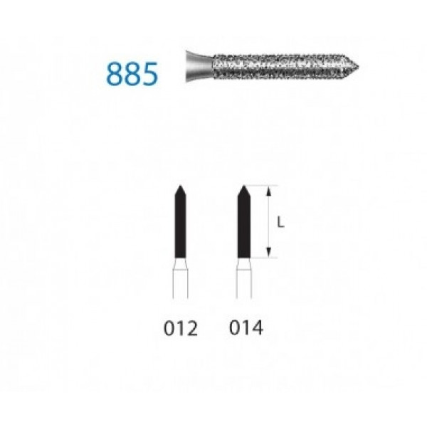 KOMET FG 885 – Fresa diamante cilíndrica punta biselada, grano medio, 5 uds.