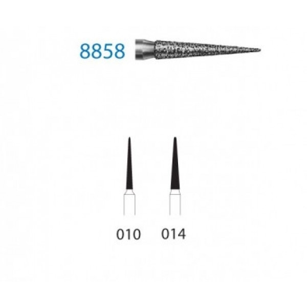KOMET FG 8858 – Fraise diamantée cône pointu, grain fin, 5 uds.