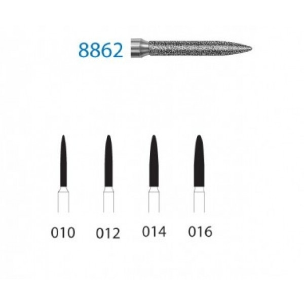 KOMET FG 8862 – Fraise diamantée forme flamme, grain fin, 5 uds.