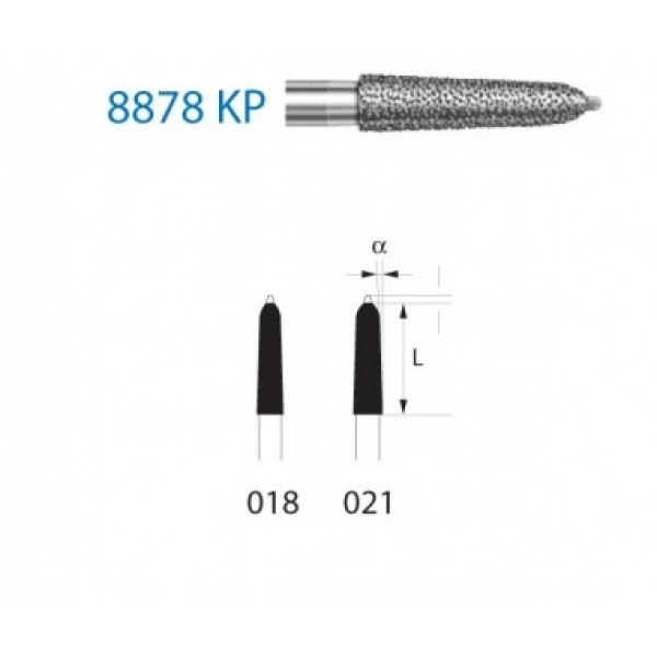 FRESA KOMET FG 8878KP – Fresa cónica con guía y bisel torpedo 5u