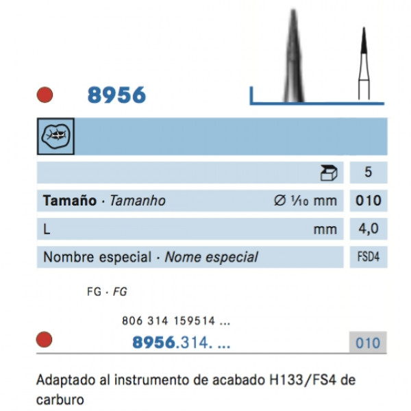 8956-010 FG FRESA DIAMANTE KOMET – Cono fino 5u