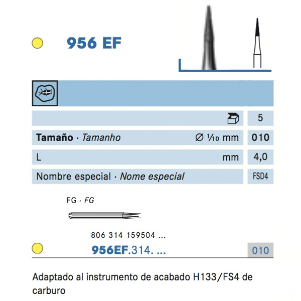 956EF-010 FRAISE DIAMANTÉE FG GRAIN EXTRA-FIN – Komet, 5u