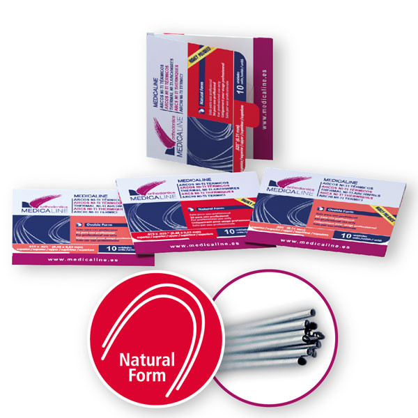 ARCOS NI-TI TÉRMICOS REDONDOS – Archi ortodontici, Nitinol, MEDICALINE, 10 pz