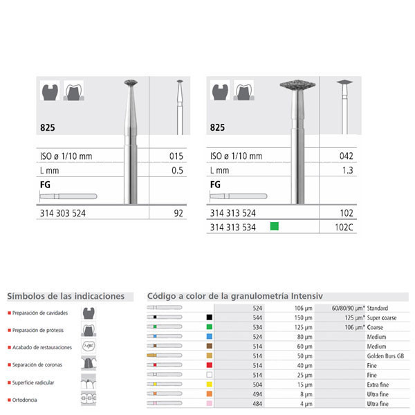 FG 102/6 825-042 – Broca de diamante grão médio, 6 unidades, INTENSIV