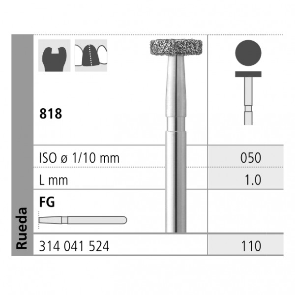 FG 110/6 818-050 – Broca diamante médio para turbina INTENSIV 6 uds.