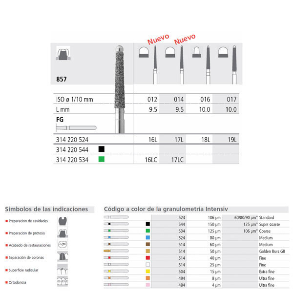 FG 19L/6 857-017 – Gyémánt fúró közepes szemcsemérettel turbinához INTENSIV 6db.