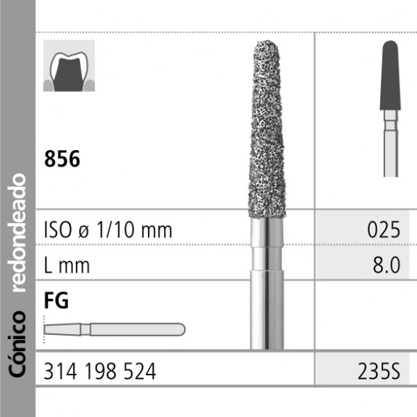 FG 235S/6 856-025 – Fraise diamantée grain moyen pour turbine INTENSIV 6ud