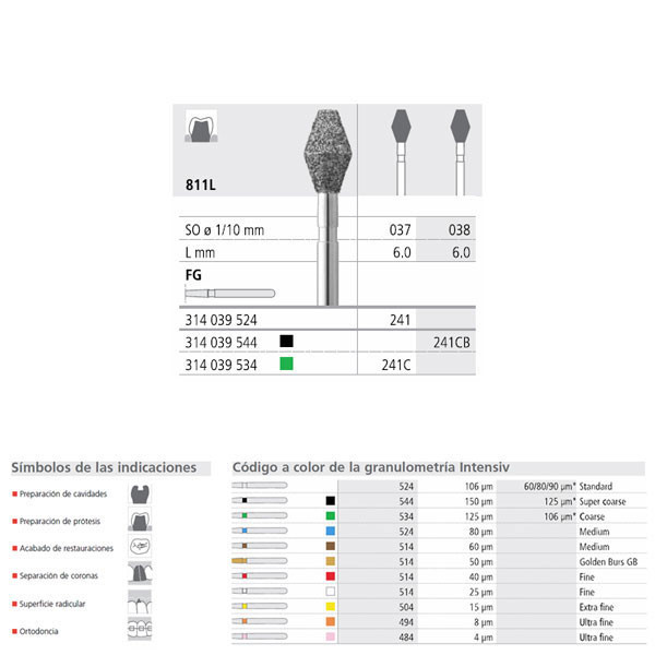 FG 241/6 811L-037 – Broca diamante grão médio para turbina (6 uds)