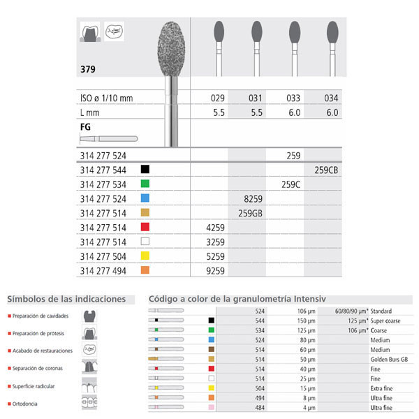 FG 259/6 C 379-033 – Fresa diamante grana grossa INTENSIV 6pz