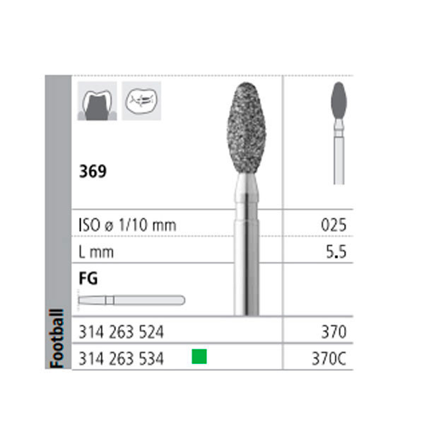 INTENSIV FG 370/6 369-025 – Fraise diamant grain moyen 6u.
