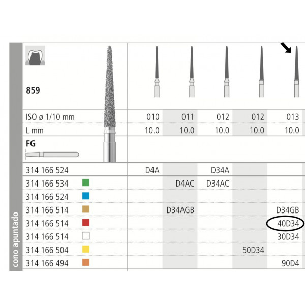 INTENSIV FG 40D34/6 859-013 – Fresa diamante grano fino 6u.