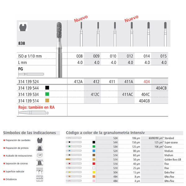 INTENSIV FG 411/6 838-010 – Fresa diamantata grana media 6pz