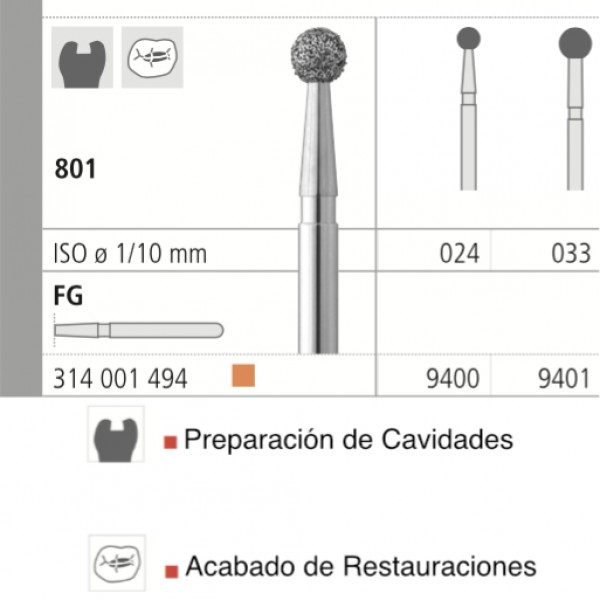 FRESAS INTENSIV 801 FG BOLA DIAM. U.FINO – Frese diamantate turbina