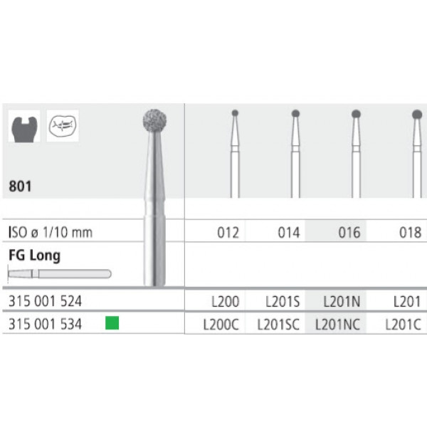 INTENSIV 801 FG LONG – Broca diamante bola grão médio 6 uds