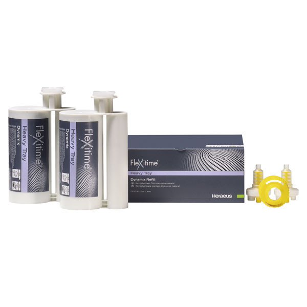 FLEXITIME DYNAMIX HEAVY TRAY – Silicona de adición, alta densidad, Heraeus Kulzer, 2x380ml