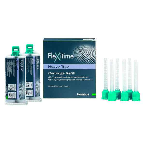 FLEXITIME HEAVY TRAY – Silicona de adición pesada, Heraeus Kulzer, 2x50ml
