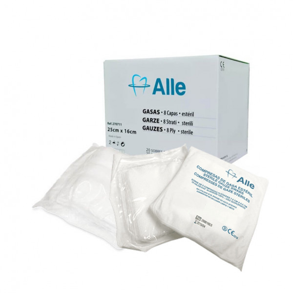 GASAS ALGODON ESTERILES 6,5x7,5CM – Gasas quirúrgicas de 8 capas ALLE