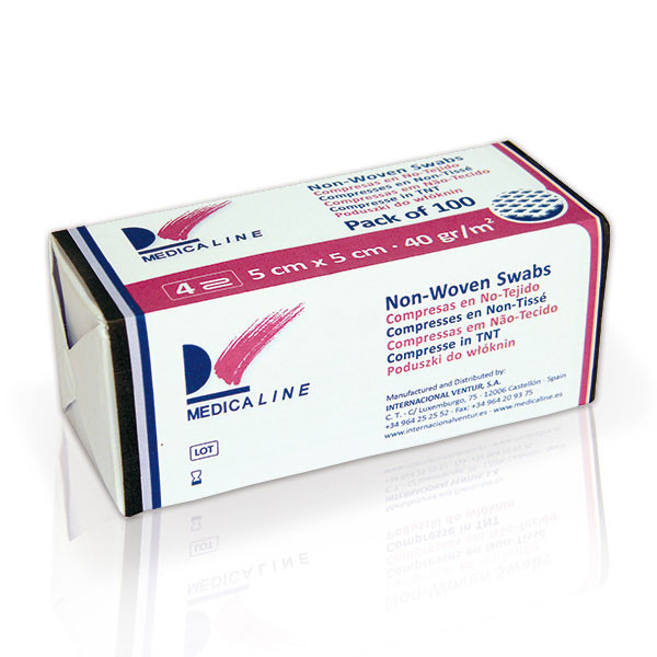 Gasas de 5x5cm no estéril 40g/m2 100u. MEDICALINE – Nem szőtt gézlapok