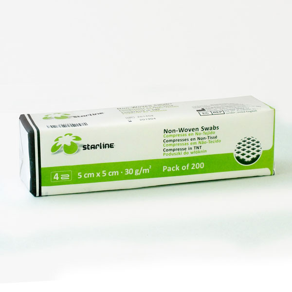 Gasas de 5x5cm. no esteril 30g/m2 200 unidades (STARLINE) – Tessuto non tessuto