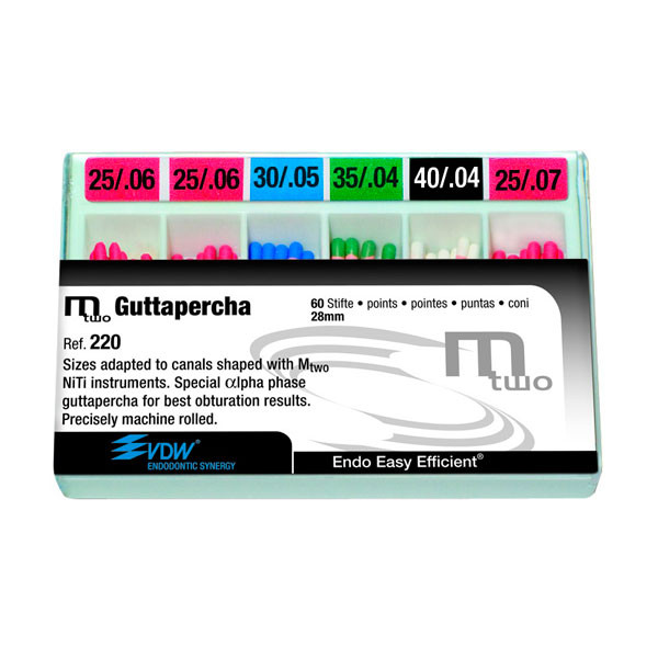 GUTAPERCHA MTWO CONICIDAD .04 Nş35 – Punte endodontiche VDW (60 pz)