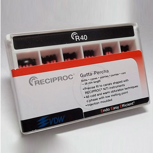 GUTAPERCHA RECIPROC POUR R40 – Pointes de gutta-percha VDW (60u)