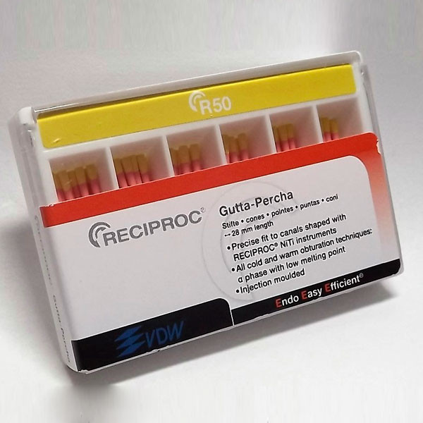 GUTAPERCHA RECIPROC POUR R50 – Pointes de gutta-percha VDW (60u)